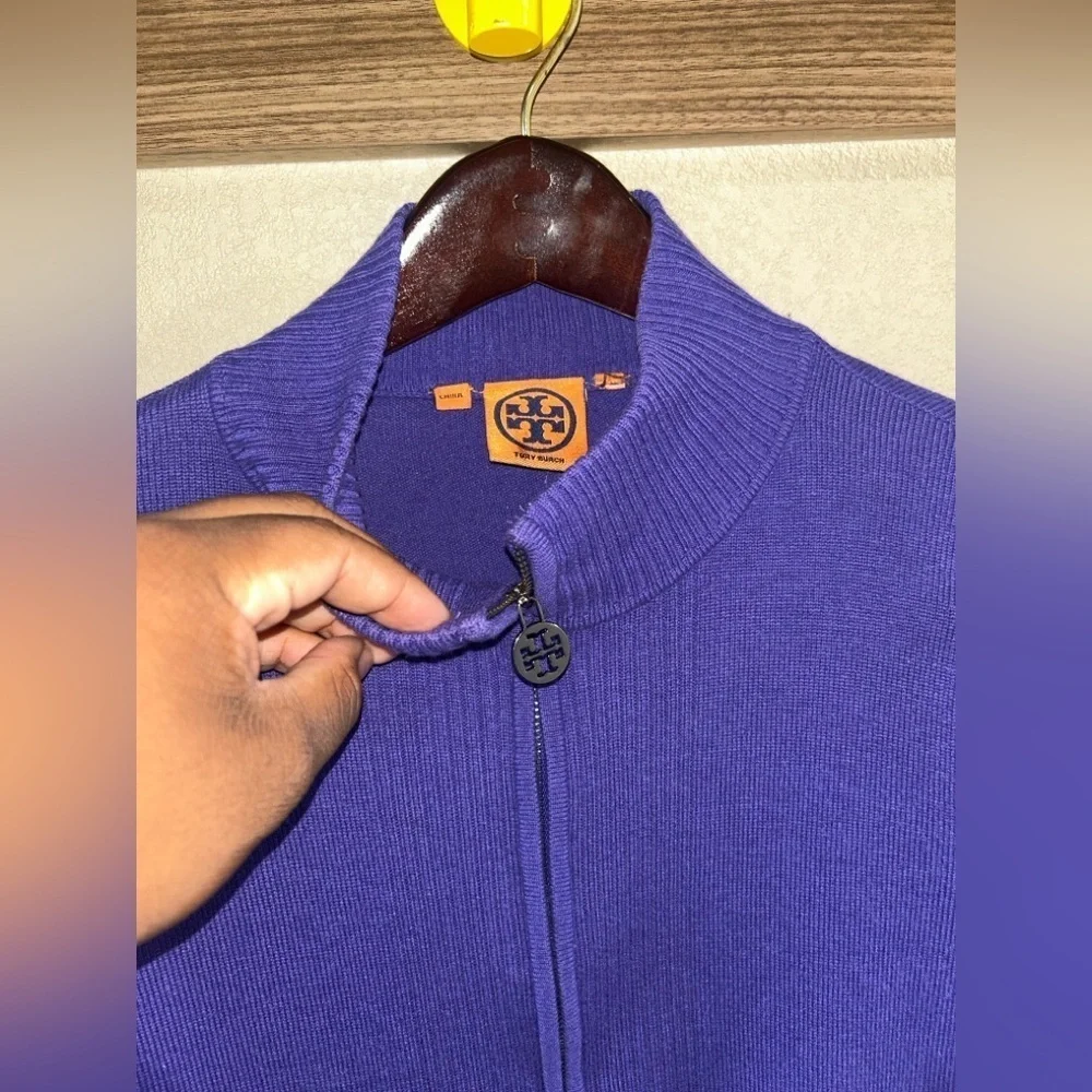 Fair condition Tory Burch Cotton Cashmere Blend Zip up cardigan sweater medium